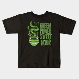 Green Power Sweet Hour Matcha Tea Gift Kids T-Shirt